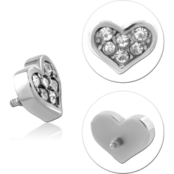 SURGICAL STEEL GRADE 316L JEWELED MICRO ATTACHMENT FOR 1.2MM INTERNALLY THREADED PINS - HEART