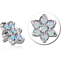 SURGICAL STEEL GRADE 316L JEWELED FLOWER ATTACHMENT FOR 1.2MM INTERNALLY THREADED PINS