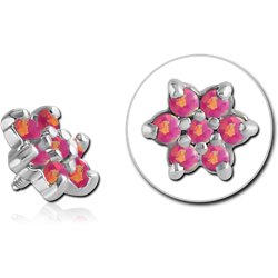 SURGICAL STEEL GRADE 316L SYNTHETIC OPAL ATTACHMENT FOR 1.2MM INTERNALLY THREADED PINS - FLOWER