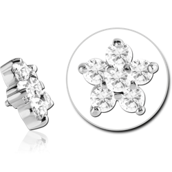 SURGICAL STEEL GRADE 316L JEWELED MICRO ATTACHMENT FOR 1.2MM INTERNALLY THREADED PINS - FLOWER
