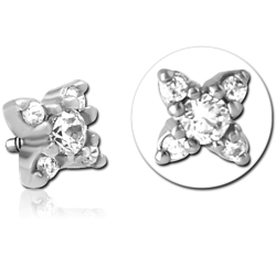 SURGICAL STEEL GRADE 316L JEWELED MICRO ATTACHMENT FOR 1.2MM INTERNALLY THREADED PINS - SQUARE