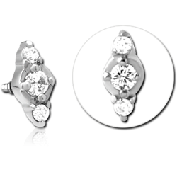 SURGICAL STEEL GRADE 316L JEWELED MICRO ATTACHMENT FOR 1.2MM INTERNALLY THREADED PINS - TRIPLE