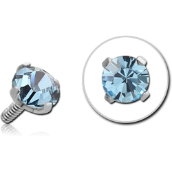 SURGICAL STEEL GRADE 316L ROUND PRONG SET JEWEL FOR INTERNALLY THREADED PINS