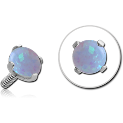 SURGICAL STEEL GRADE 316L ROUND PRONG SET ORGANIC SYNTHETIC OPAL FOR INTERNALLY THREADED PINS