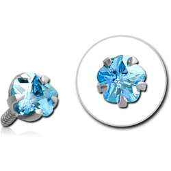 SURGICAL STEEL GRADE 316L FLOWER PRONG SET JEWEL FOR INTERNALLY THREADED PINS