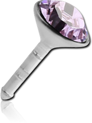 STERLING 925 SILVER JEWELED STUD FOR POLYMER INTERNAL LABRET