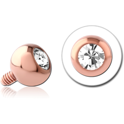 ROSE GOLD PVD COATED SURGICAL STEEL GRADE 316L PREMIUM CRYSTAL JEWELED BALL FOR 1.6MM INTERNALLY THREADED PIN