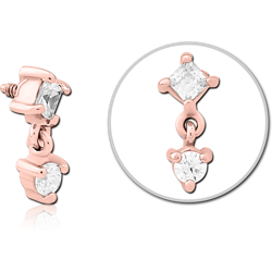 ROSE GOLD PVD COATED SURGICAL STEEL GRADE 316L JEWELED MICRO ATTACHMENT FOR 1.6MM INTERNALLY THREADED PINS