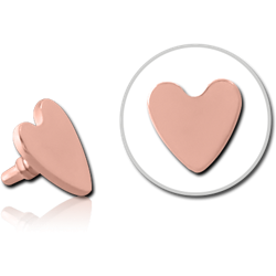 ROSE GOLD PVD COATED SURGICAL STEEL GRADE 316L HEART FOR 1.2MM INTERNALLY THREADED PINS