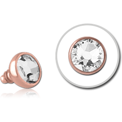 ROSE GOLD PVD COATED SURGICAL STEEL GRADE 316L PREMIUM CRYSTAL JEWELED BALL FOR 1.2MM INTERNALLY THREADED PIN