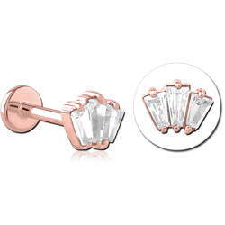 ROSE GOLD PVD COATED SURGICAL STEEL GRADE 316L INTERNALLY THREADED JEWELED MICRO LABRET
