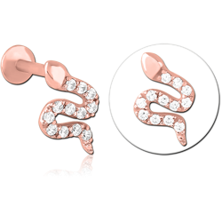 ROSE GOLD PVD COATED SURGICAL STEEL GRADE 316L INTERNALLY THREADED JEWELED MICRO LABRET