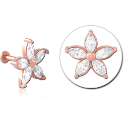 ROSE GOLD PVD COATED SURGICAL STEEL GRADE 316L INTERNALLY THREADED JEWELED MICRO LABRET