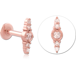 ROSE GOLD PVD COATED SURGICAL STEEL GRADE 316L INTERNALLY THREADED JEWELED MICRO LABRET