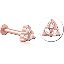 ROSE GOLD PVD COATED SURGICAL STEEL GRADE 316L INTERNALLY THREADED JEWELED MICRO LABRET