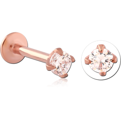 ROSE GOLD PVD COATED SURGICAL STEEL GRADE 316L INTERNALLY THREADED JEWELED MICRO LABRET
