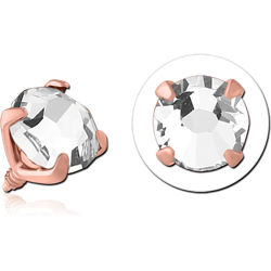 ROSE GOLD PVD COATED SURGICAL STEEL GRADE 316L ROUND PRONG SET JEWELED FOR 1.2MM INTERNALLY THREADED PINS