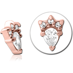ROSE GOLD PVD COATED SURGICAL STEEL GRADE 316L JEWELED MICRO ATTACHMENT FOR 1.2MM INTERNALLY THREADED PINS
