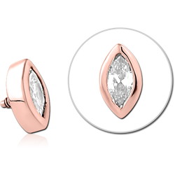 ROSE GOLD PVD COATED SURGICAL STEEL GRADE 316L JEWELED MICRO ATTACHMENT FOR 1.2MM INTERNALLY THREADED PINS