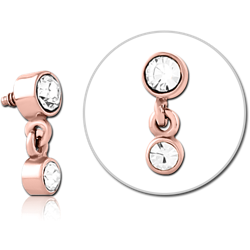 ROSE GOLD PVD COATED SURGICAL STEEL GRADE 316L JEWELED MICRO ATTACHMENT FOR 1.2MM INTERNALLY THREADED PINS