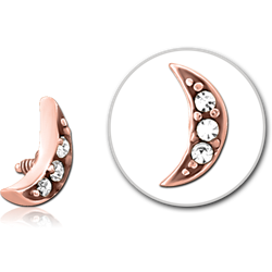 ROSE GOLD PVD COATED SURGICAL STEEL GRADE 316L JEWELED MICRO ATTACHMENT FOR 1.2MM INTERNALLY THREADED PINS