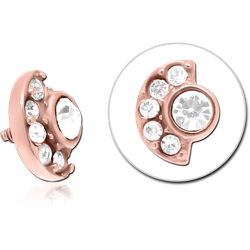 ROSE GOLD PVD COATED SURGICAL STEEL GRADE 316L JEWELED MICRO ATTACHMENT FOR 1.2MM INTERNALLY THREADED PINS
