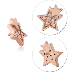 ROSE GOLD PVD COATED SURGICAL STEEL GRADE 316L JEWELED PEAR DROP FOR 1.2MM INTERNALLY THREADED PINS