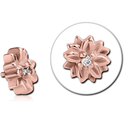 ROSE GOLD PVD SURGICAL STEEL GRADE 316L JEWELED FLOWER FOR 1.2MM INTERNALLY THREADED PINS