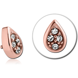 ROSE GOLD PVD COATED SURGICAL STEEL GRADE 316L OPTIMA CRYSTAL PEAR DROP FOR 1.2MM INTERNALLY THREADED PINS