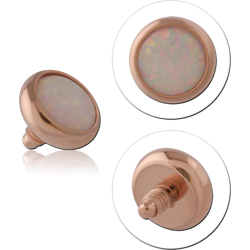 ROSE GOLD PVD COATED TITANIUM ALLOY SYNTHETIC OPAL JEWELED DISC FOR 1.6MM INTERNALLY THREADED PINS