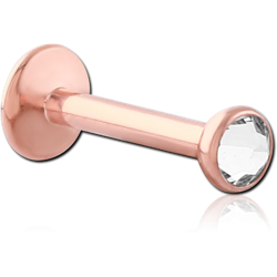 ROSE GOLD PVD COATED TITANIUM ALLOY INTERNALLY THREADED JEWELED DISC MICRO LABRET