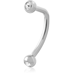 TITANIUM ALLOY INTERNALLY THREADED J-BAR JEWELED NAVEL BANANA