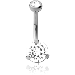TITANIUM ALLOY INTERNALLY THREADED DOUBLE JEWELED NAVEL BANANA - BOTTOM PRONG SET