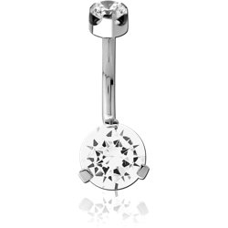 TITANIUM ALLOY INTERNALLY THREADED DOUBLE JEWELED NAVEL BANANA ATTCHMENT TOP - BOTTOM PRONG SET