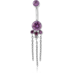 TITANIUM ALLOY INTERNALLY THREADED PREMIUM CRYSTAL JEWELED NAVEL BANANA
