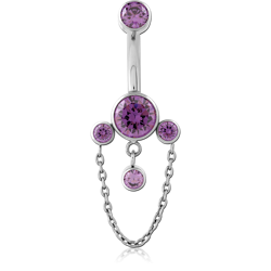 TITANIUM ALLOY INTERNALLY THREADED JEWELED NAVEL BANANA