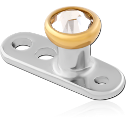 TITANIUM ALLOY INTERNALLY THREADED DERMAL ANCHOR WITH GOLD PVD COATED TITANIUM ALLOY JEWELED DISC