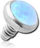 TITANIUM ALLOY INTERNALLY THREADED ORGANIC SYNTHETIC OPAL JEWELED DISC