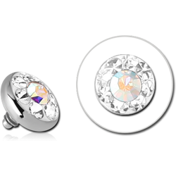 TITANIUM ALLOY INTERNALLY THREADED CRYSTALINE JEWELED DISC