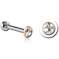 14K GOLD JEWELED ATTACHMENT WITH TITANIUM ALLOY INTERNALLY THREADED MIRCO BARBELL