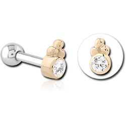 14K GOLD JEWELED ATTACHMENT WITH TITANIUM ALLOY INTERNALLY THREADED MIRCO BARBELL