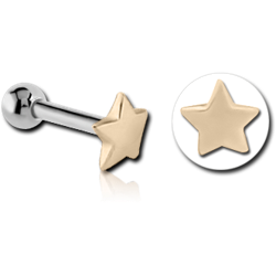 14 KARAT YELLOW GOLD JEWELED ATTACHMENT WITH TITANIUM ALLOY INTERNALLY THREADED MIRCO BARBELL