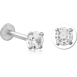 TITANIUM ALLOY INTERNALLY THREADED ROUND PRONG SET JEWELED MICRO LABET