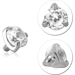 TITANIUM ALLOY PRONG SET JEWELED FOR 1.2MM INTERNALLY THREADED PINS - ROUND