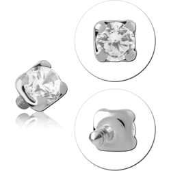 TITANIUM ALLOY PRONG SET JEWELED FOR 1.2MM INTERNALLY THREADED PINS - ROUND