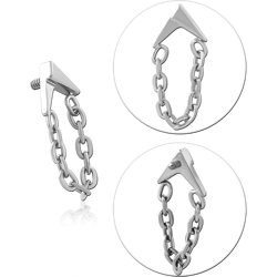 TITANIUM ALLOY JEWELED MICRO ATTACHMENT FOR 1.2MM INTERNALLY THREADED PINS-ARROW WITH CHAIN DANGLE