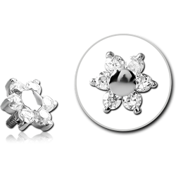 14 KARAT GOLD WHITE JEWELED ATTACHMENT FOR 1.2MM INTERNALLY THREADED PINS