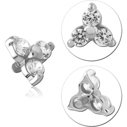 14 KARAT GOLD WHITE JEWELED ATTACHMENT FOR 1.2MM INTERNALLY THREADED PINS