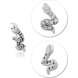 14 KARAT GOLD WHITE JEWELED ATTACHMENT FOR 1.2MM INTERNALLY THREADED PINS