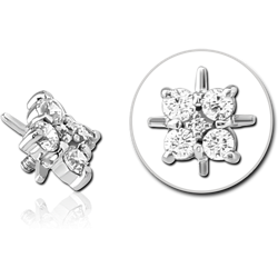 14 KARAT GOLD WHITE JEWELED FOR 1.2MM INTERNALLY THREADED PINS - FLOWER